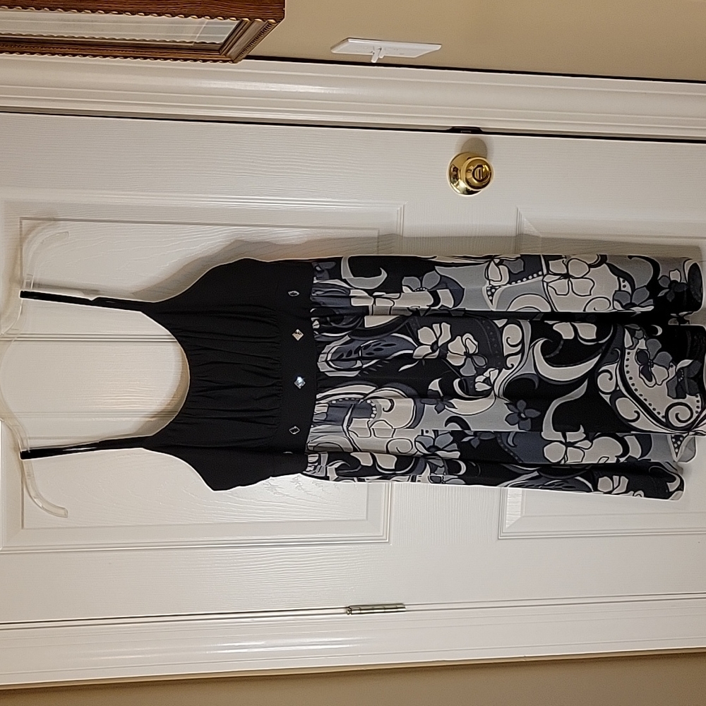 Dress Barn 12 Dress Black Gray Straps New Beaded Sundress - Picture 5 of 8